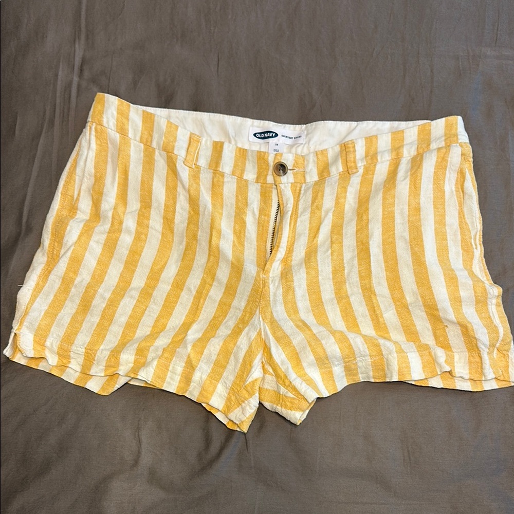 Old Navy High Waist Yellow and White Striped Shorts